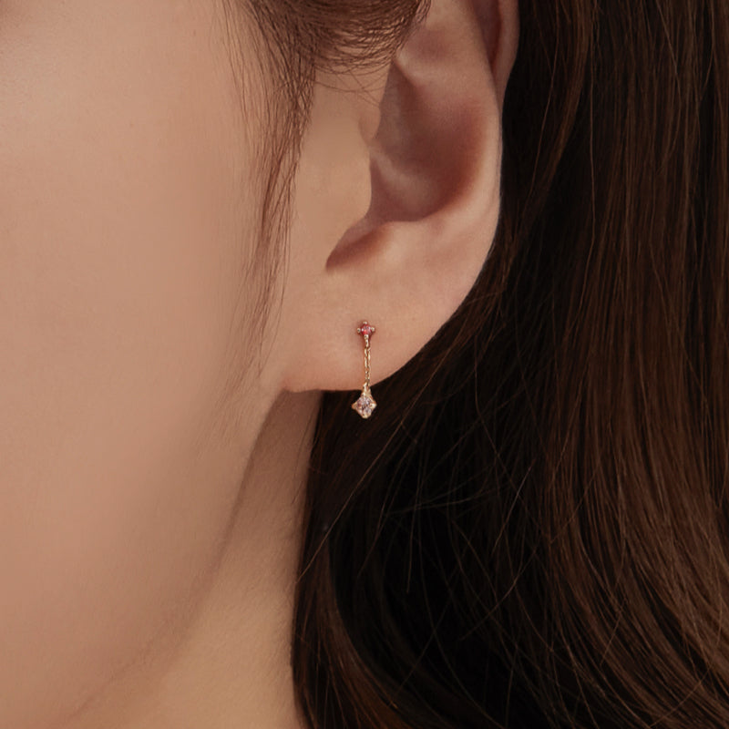 K14 ガーネット ブラウン ミニ ドロップ ピアス / 14K Garnet Brown Mini Drop Earrings