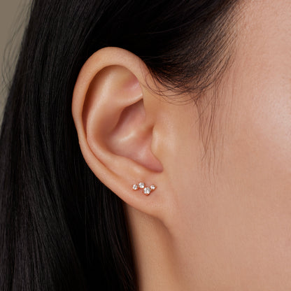 K14 ローズ ゴールド アンバランス ストーン ピアス / 14K Rose Gold Unbalanced Stone Earrings