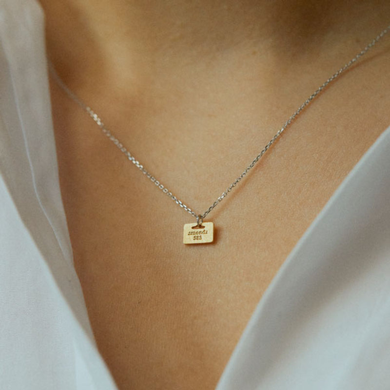 K14 スクエア 2WAY 彫刻 ネックレス / 14K Square Two Way Engraving Necklace