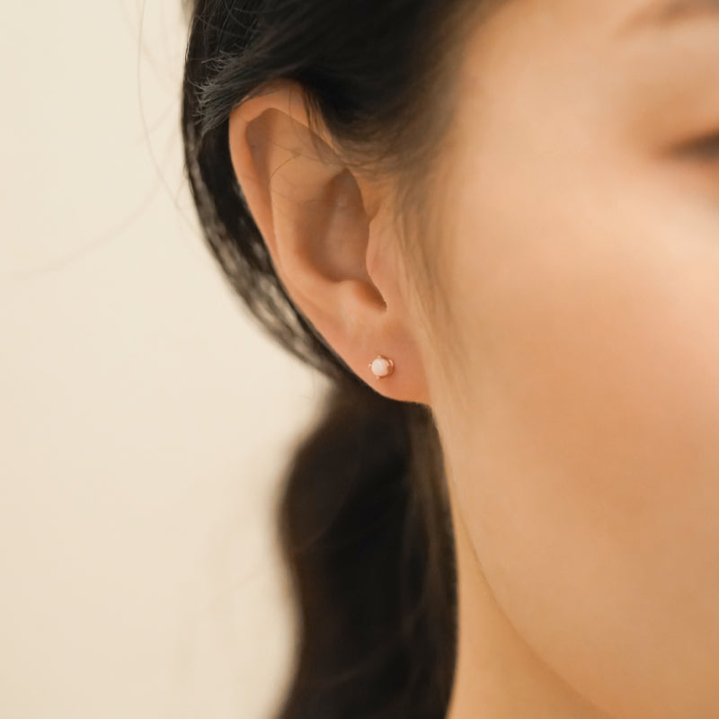K14 ナチュラル ピンク オパール ピアス [シングル] / 14K Natural Pink Opal Earring [Single]