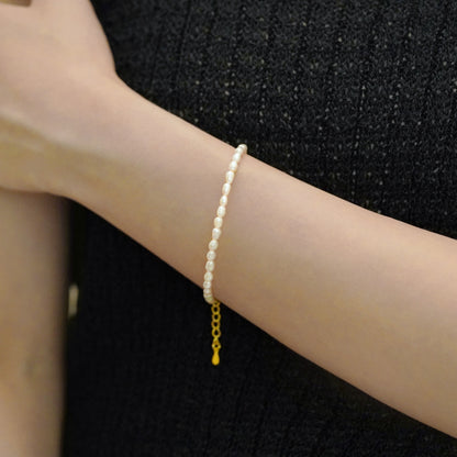 シルバー 淡水パール ビーズ ブレスレット / Silver Freshwater Pearl Beads Bracelet