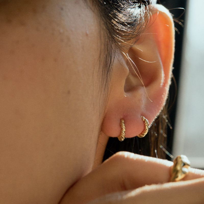 K14 ナチュラル ツイスト ワンタッチ ピアス / 14K Natural Twist One Touch Earrings